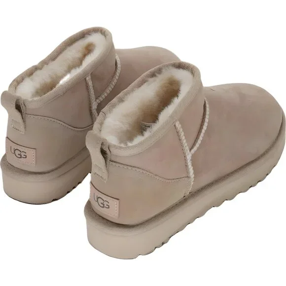 UGG Classic Ultra Mini Suede Ankle Booties Sand Color Women Size 8 M - Picture 3 of 6